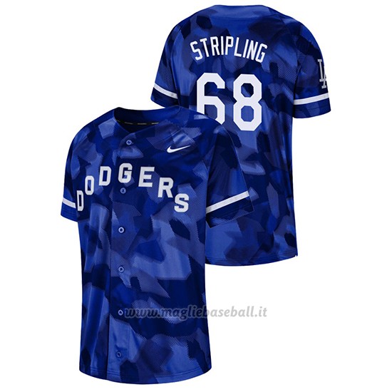 Maglia Baseball Hombre Los Angeles Dodgers Ross Stripling Camuffamento Autentico Collezione Blu